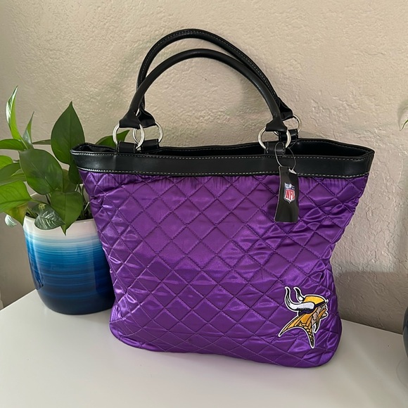 Pro•FAN•ity Handbags - NWT Rare Minnesota Vikings Quilted Satin Tote Licensed Pro•FAN•ity NFL